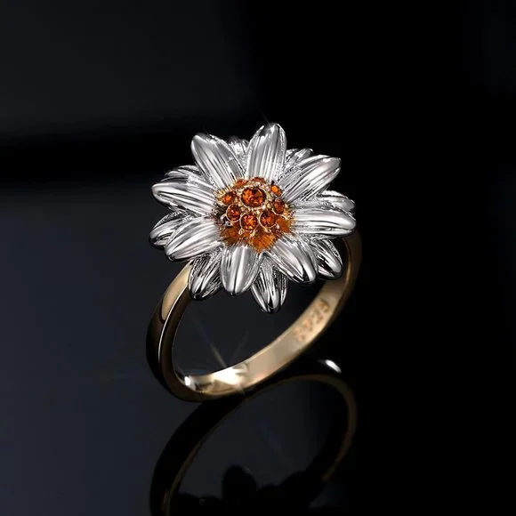 🎀Summer Party Sweet Flower Thin Zircon Gold Rings for Women, MARR9144 - Picture 2 of 5